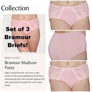 Set of 3! Panties X-Large Briefs Bramour Pink FITS 31-32" High-Waist 42-44" Hips